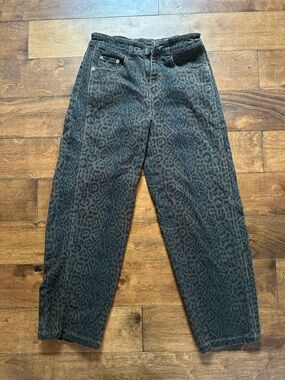 Charcoal Gray Animal Print High-Waist Pants
